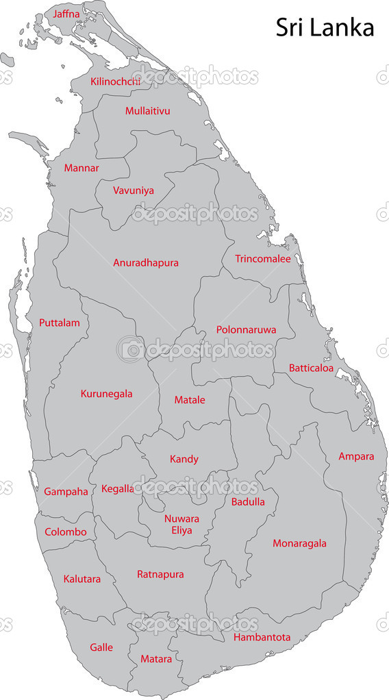 Grey Sri Lanka map
