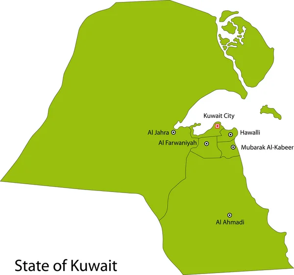 Verde Kuwait mapa — Archivo Imágenes Vectoriales