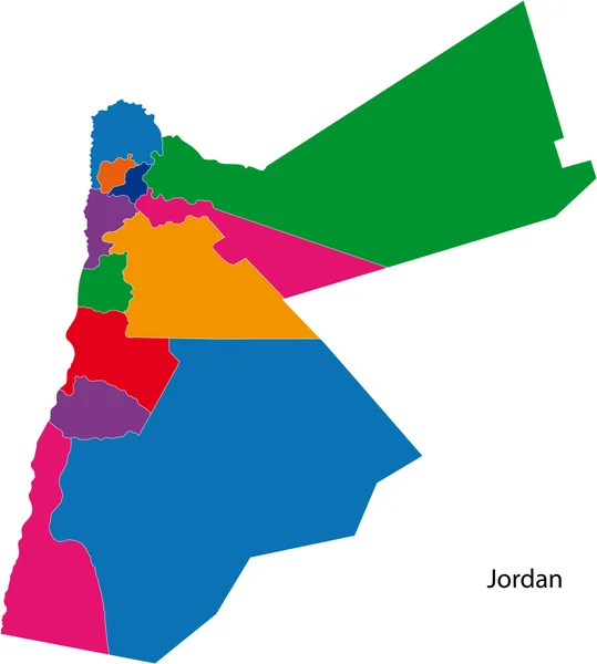 Mapa colorido de Jordania — Archivo Imágenes Vectoriales