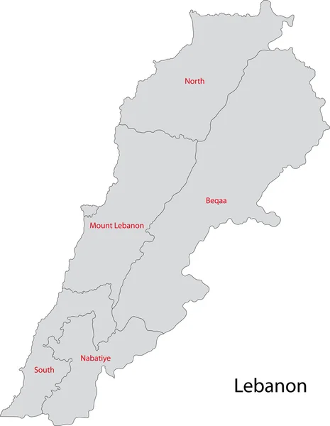 Carte du Liban gris — Image vectorielle