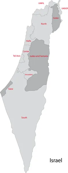 灰色のイスラエル共和国の地図 — ストックベクタ