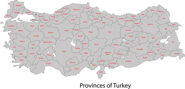 Mappa Grey Turkey — Vettoriale Stock