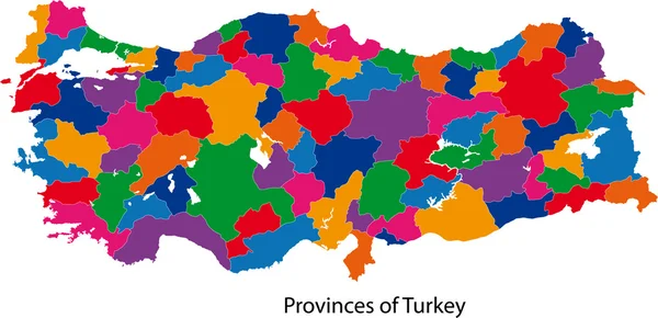 Mapa colorido da Turquia — Vetor de Stock