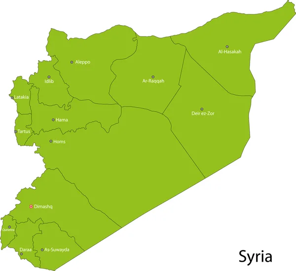 Groene kaart van Syrië — Stockvector