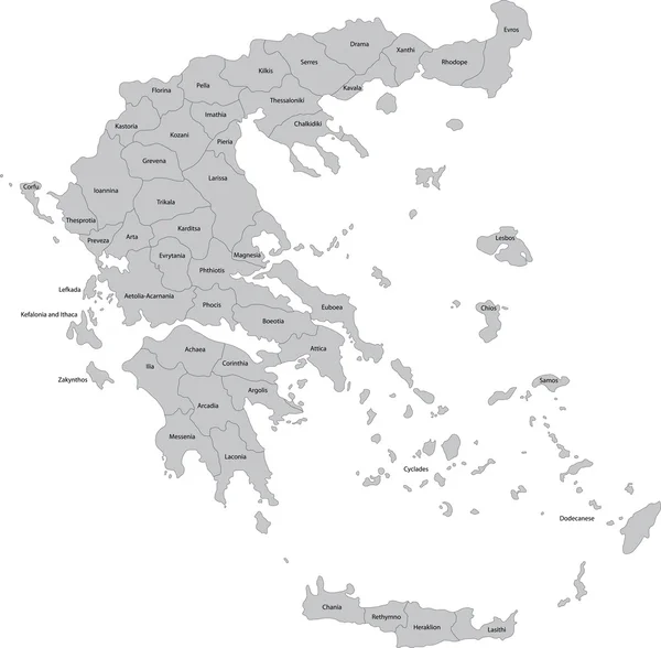 Gris Grecia mapa — Vector de stock