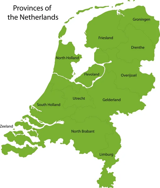 Groene kaart van Nederland — Stockvector