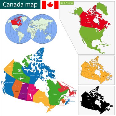 Colorful Canada map clipart