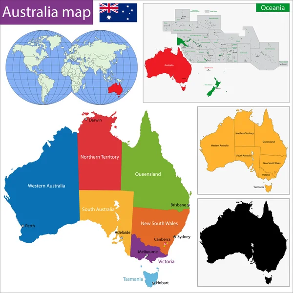 Australia Mapa — Archivo Imágenes Vectoriales