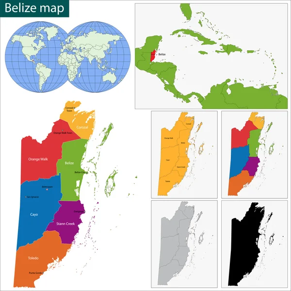 Mapa de Belize — Vetor de Stock