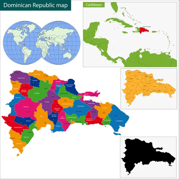多米尼加共和国地图 — 图库矢量图片