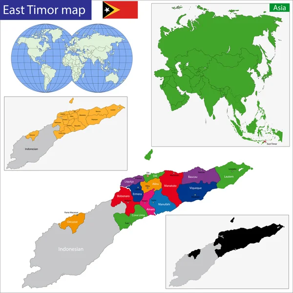 Mapa de Timor Leste — Vetor de Stock