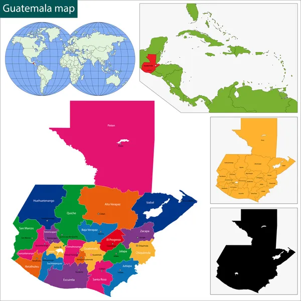 Guatemala Mapa — Vector de stock