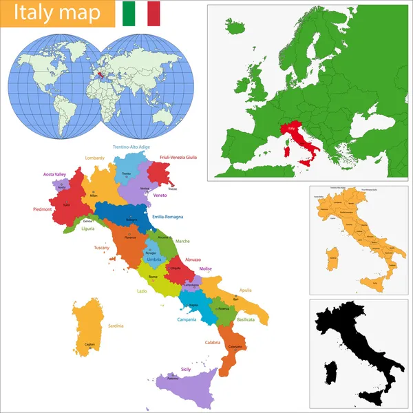 Italia Mapa — Vector de stock