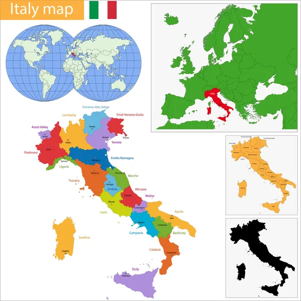 Mappa Italia — Vettoriale Stock