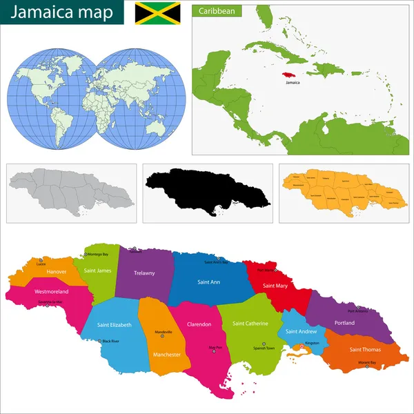 O mapa de Jamaica — Vetor de Stock