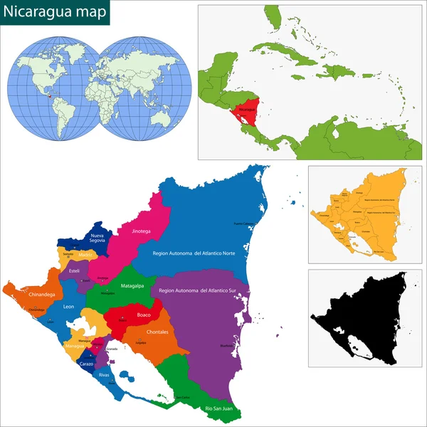 Mappa Nicaragua — Vettoriale Stock