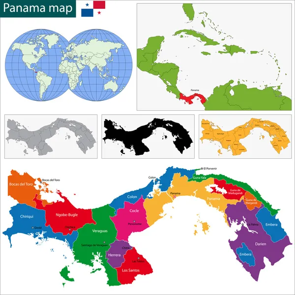 Mappa Panama — Vettoriale Stock