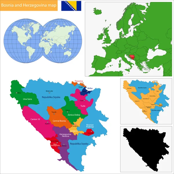 Bosnia y Herzegovina mapa — Archivo Imágenes Vectoriales