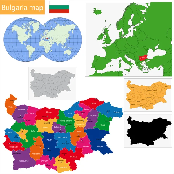 Bulgarienkarte — Stockvektor