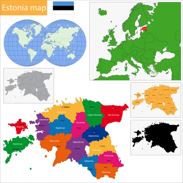 Estonia Mappa — Vettoriale Stock