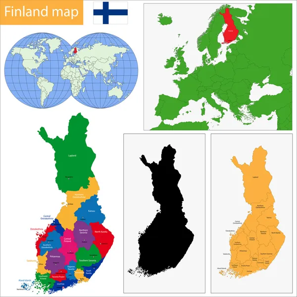 Finsko mapa — Stockový vektor