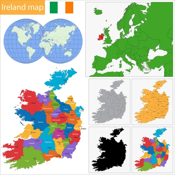 Irlande carte — Image vectorielle