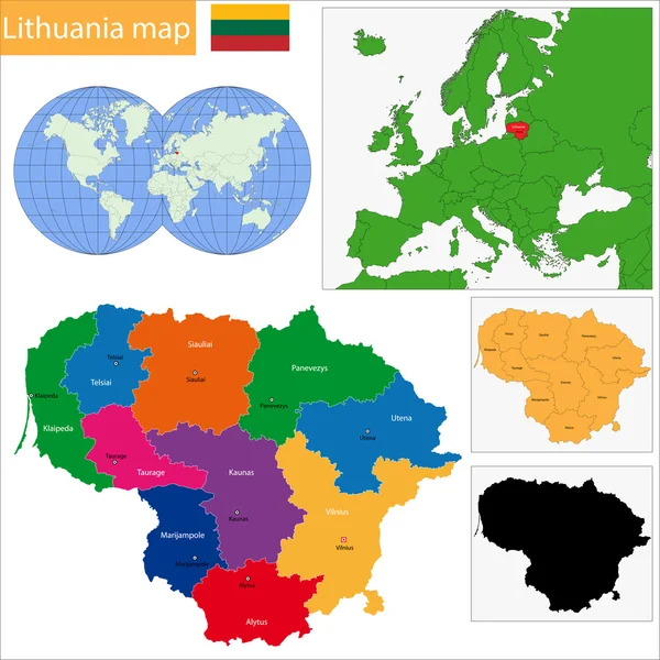 Lituania Mapa — Vector de stock