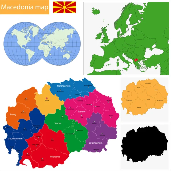 Macedonia Mapa — Vector de stock