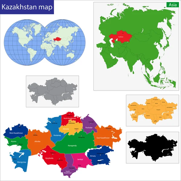 Kazajstán Mapa — Vector de stock