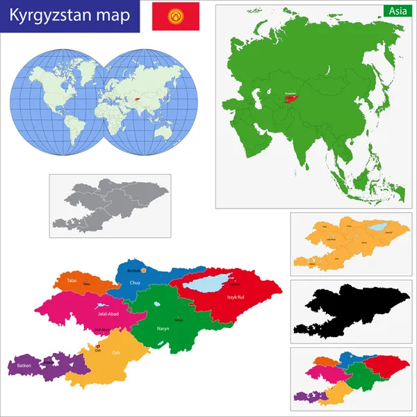 Mapa do Quirguizistão —  Vetores de Stock