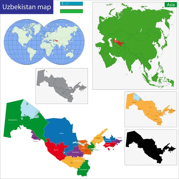 Mappa Uzbekistan — Vettoriale Stock