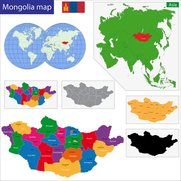 Mapa da Mongólia — Vetor de Stock