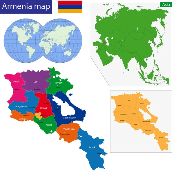 Mapa da Arménia —  Vetores de Stock