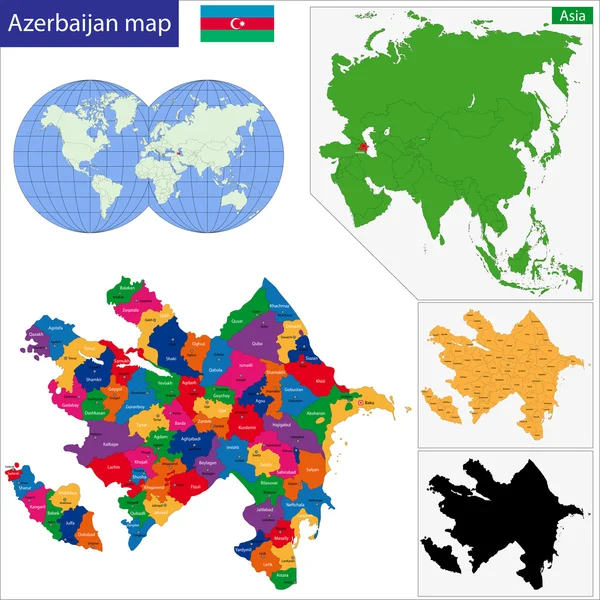 Azerbaiyán Mapa — Vector de stock