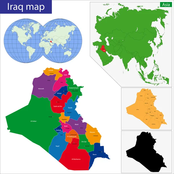 Mapa de Iraq — Vector de stock