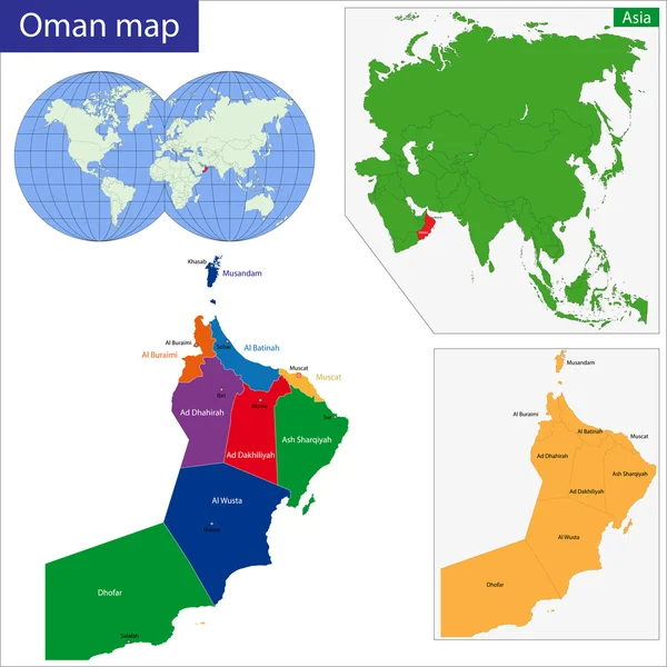 Carte d'Oman — Image vectorielle