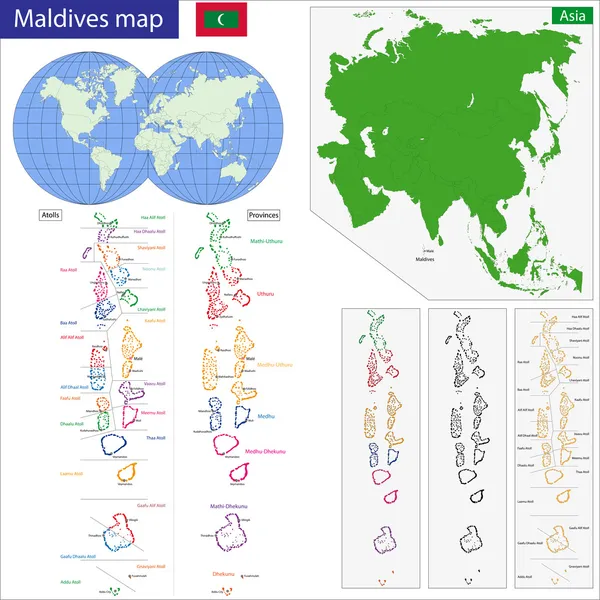 Mapa de Maldivas — Vector de stock