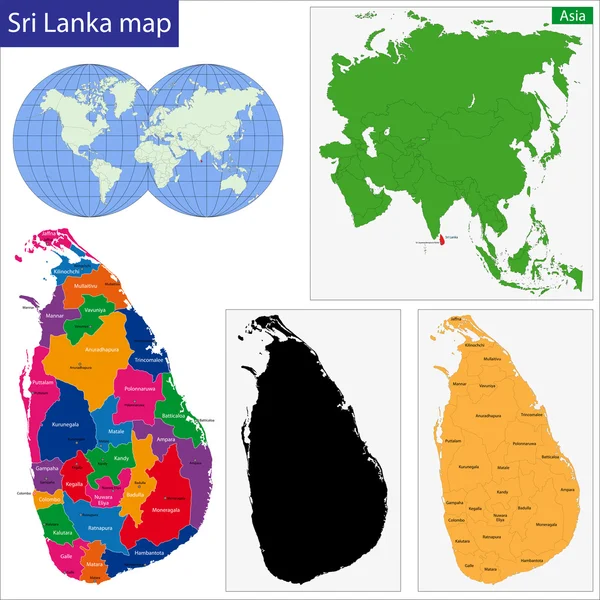 Sri Lanka Mapa — Vector de stock