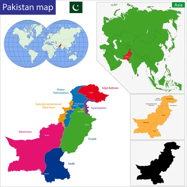 Carte du Pakistan — Image vectorielle