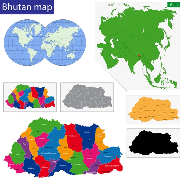 Mapa de Bután — Archivo Imágenes Vectoriales