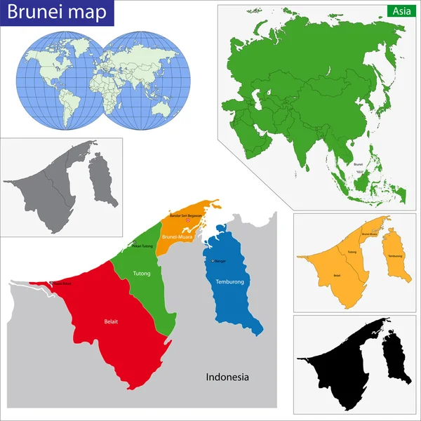 Карта Брунея — стоковый вектор