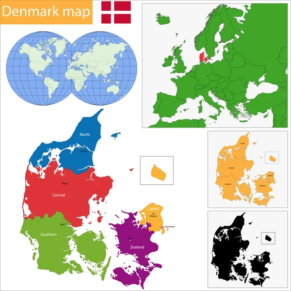 Dinamarca Mapa —  Vetores de Stock