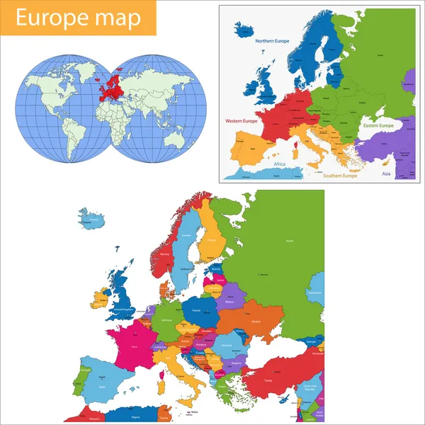 Mappa Europa — Vettoriale Stock