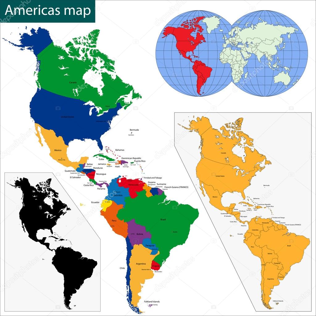 Mapa De Las Americas Mudo mapa de las Américas — Archivo Imágenes Vectoriales © Volina #46426319