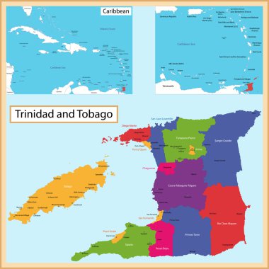 Trinidad and Tobago map clipart