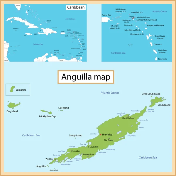 Mapa de Anguila — Archivo Imágenes Vectoriales