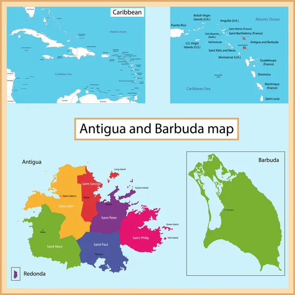 Χάρτης antigua και barbuda — Διανυσματικό Αρχείο