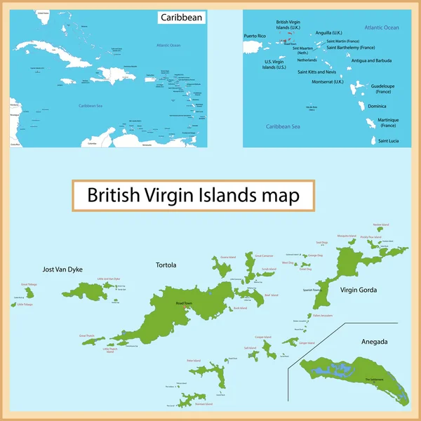 Βρετανικές Παρθένοι Νήσοι χάρτη — Διανυσματικό Αρχείο