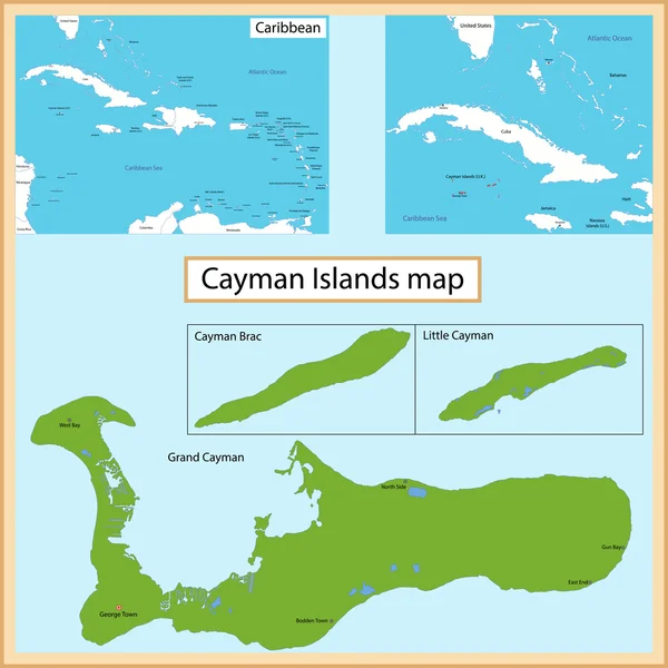 Mappa di Isole Cayman — Vettoriale Stock