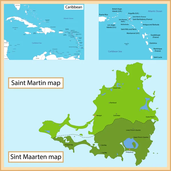 Сен-Мартен та Сінт-Маартен — стоковий вектор